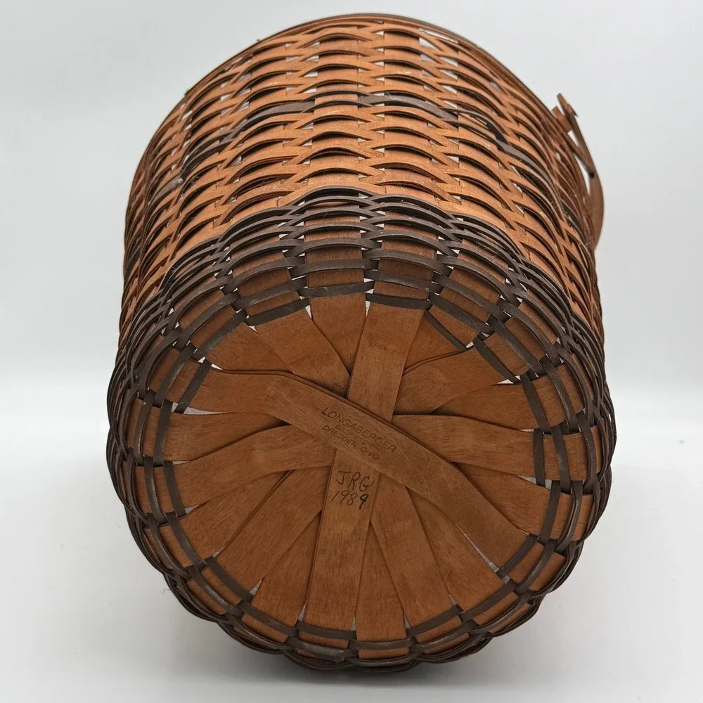 Longaberger JW Collection 1989 Edition Bankers Waste Basket with Liner Vintage